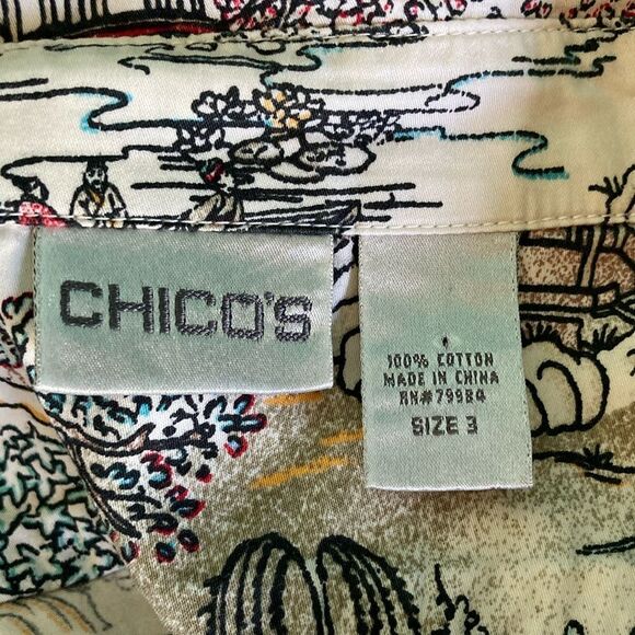 Chicos 3 Womens Vintage Size XL Button Front Long Sleeve Shirt 46" Bust - Picture 2 of 16